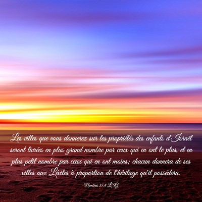 Picture 03 - Nombres 35:8 LSG - Les villes que vous donnerez sur les propriétés - Bible Verse Picture