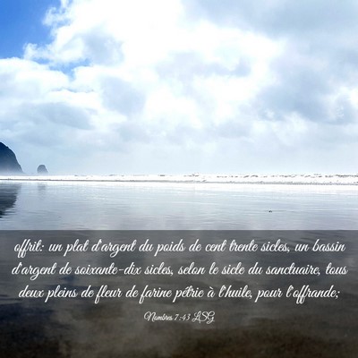 Picture 03 - Nombres 7:43 LSG - offrit: un plat d'argent du poids de cent trente - Bible Verse Picture