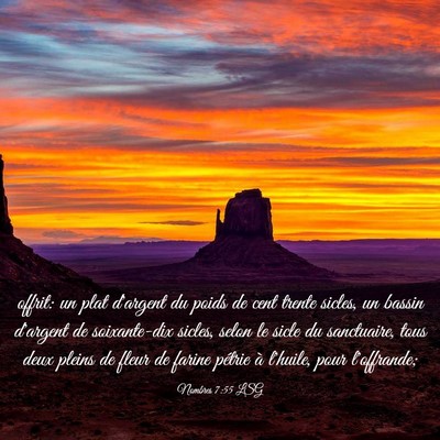 Picture 03 - Nombres 7:55 LSG - offrit: un plat d'argent du poids de cent trente - Bible Verse Picture
