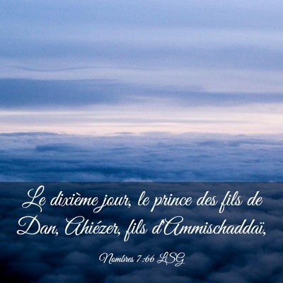 Picture 03 - Nombres 7:66 LSG - Le dixième jour, le prince des fils de Dan, - Bible Verse Picture