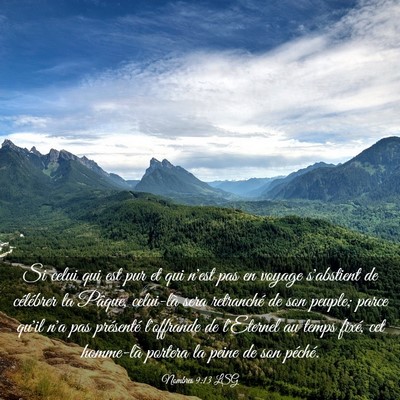 Picture 03 - Nombres 9:13 LSG - Si celui qui est pur et qui n'est pas en voyage - Bible Verse Picture