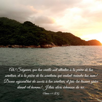 Picture 03 - Néhémie 1:11 LSG - Ah! Seigneur, que ton oreille soit attentive à - Bible Verse Picture