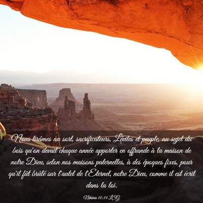 Picture 03 - Néhémie 10:34 LSG - Nous tirâmes au sort, sacrificateurs, Lévites - Bible Verse Picture