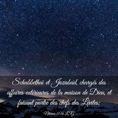 Picture 03 - Néhémie 11:16 LSG - Schabbethaï et Jozabad, chargés des affaires - Bible Verse Picture