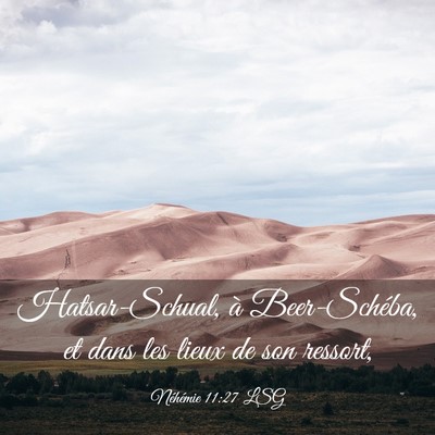 Picture 03 - Néhémie 11:27 LSG - Hatsar-Schual, à Beer-Schéba, et dans les lieux - Bible Verse Picture