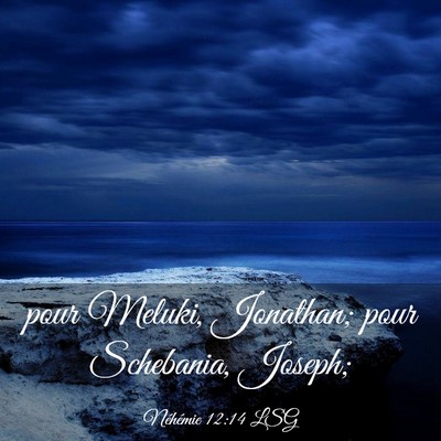 Picture 03 - Néhémie 12:14 LSG - pour Meluki, Jonathan; pour Schebania, - Bible Verse Picture