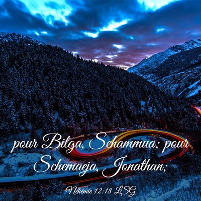 Picture 03 - Néhémie 12:18 LSG - pour Bilga, Schammua; pour Schemaeja, - Bible Verse Picture