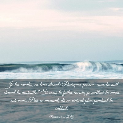 Picture 03 - Néhémie 13:21 LSG - Je les avertis, en leur disant: Pourquoi - Bible Verse Picture