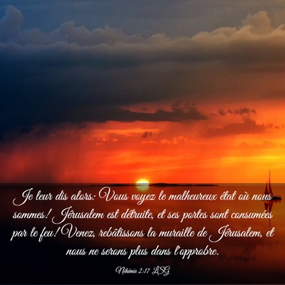 Picture 03 - Néhémie 2:17 LSG - Je leur dis alors: Vous voyez le malheureux état - Bible Verse Picture