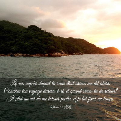 Picture 03 - Néhémie 2:6 LSG - Le roi, auprès duquel la reine était assise, me - Bible Verse Picture