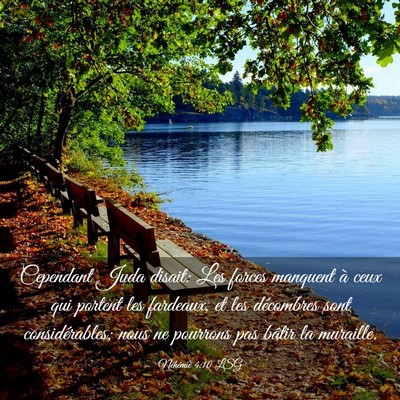 Picture 03 - Néhémie 4:10 LSG - Cependant Juda disait: Les forces manquent à - Bible Verse Picture