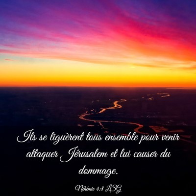 Picture 03 - Néhémie 4:8 LSG - Ils se liguèrent tous ensemble pour venir - Bible Verse Picture