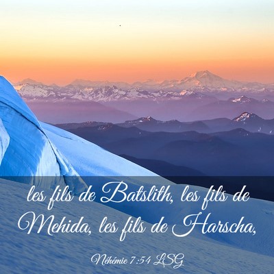 Picture 03 - Néhémie 7:54 LSG - les fils de Batslith, les fils de Mehida, les - Bible Verse Picture