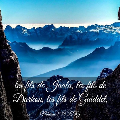 Picture 03 - Néhémie 7:58 LSG - les fils de Jaala, les fils de Darkon, les fils - Bible Verse Picture