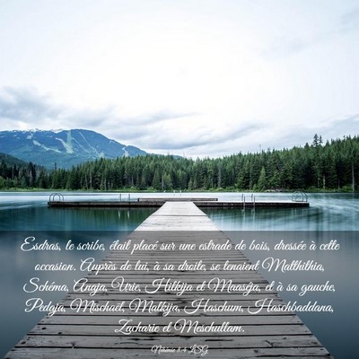 Picture 03 - Néhémie 8:4 LSG - Esdras, le scribe, était placé sur une estrade - Bible Verse Picture