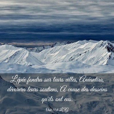 Picture 03 - Osée 11:6 LSG - L'épée fondra sur leurs villes, Anéantira, - Bible Verse Picture