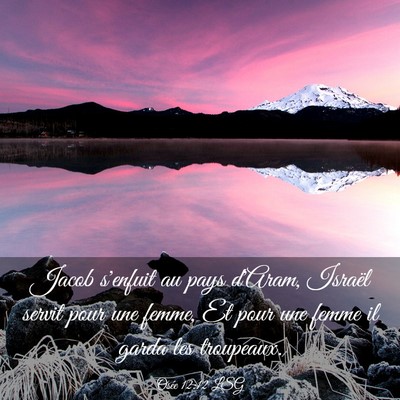 Picture 03 - Osée 12:12 LSG - Jacob s'enfuit au pays d'Aram, Israël servit - Bible Verse Picture