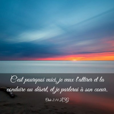 Picture 03 - Osée 2:14 LSG - C'est pourquoi voici, je veux l'attirer et la - Bible Verse Picture
