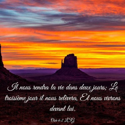 Picture 03 - Osée 6:2 LSG - Il nous rendra la vie dans deux jours; Le - Bible Verse Picture