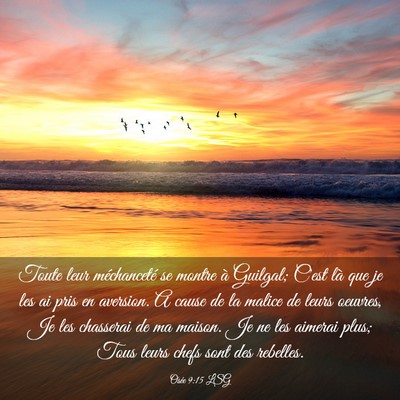 Picture 03 - Osée 9:15 LSG - Toute leur méchanceté se montre à Guilgal; - Bible Verse Picture