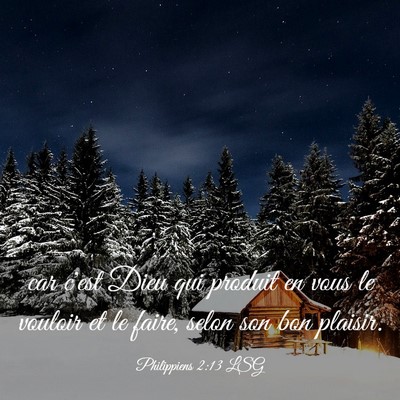 Picture 03 - Philippiens 2:13 LSG - car c'est Dieu qui produit en vous le vouloir et - Bible Verse Picture