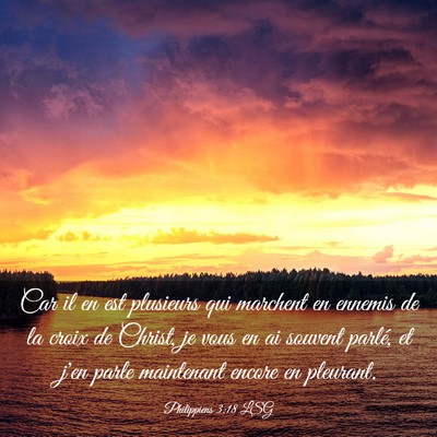 Picture 03 - Philippiens 3:18 LSG - Car il en est plusieurs qui marchent en ennemis - Bible Verse Picture