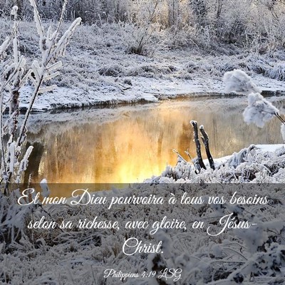 Picture 03 - Philippiens 4:19 LSG - Et mon Dieu pourvoira à tous vos besoins selon - Bible Verse Picture