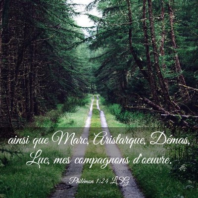 Picture 03 - Philémon 1:24 LSG - ainsi que Marc, Aristarque, Démas, Luc, mes - Bible Verse Picture