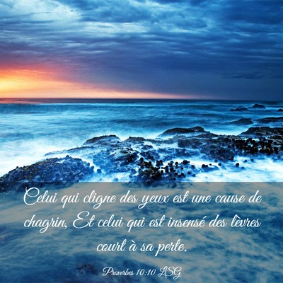 Picture 03 - Proverbes 10:10 LSG - Celui qui cligne des yeux est une cause de - Bible Verse Picture