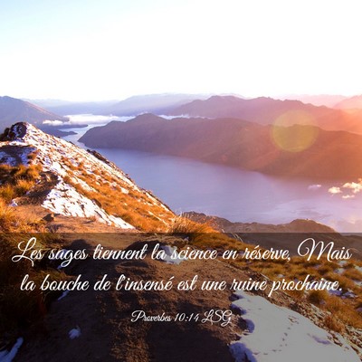 Picture 03 - Proverbes 10:14 LSG - Les sages tiennent la science en réserve, Mais - Bible Verse Picture