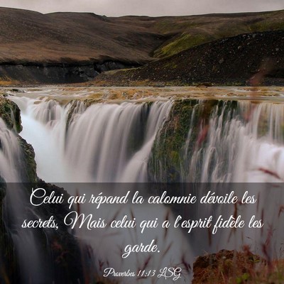 Picture 03 - Proverbes 11:13 LSG - Celui qui répand la calomnie dévoile les - Bible Verse Picture