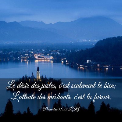 Picture 03 - Proverbes 11:23 LSG - Le désir des justes, c'est seulement le bien; - Bible Verse Picture