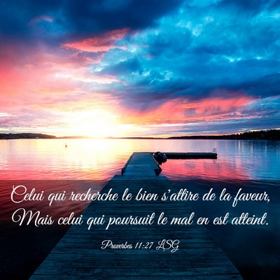 Picture 03 - Proverbes 11:27 LSG - Celui qui recherche le bien s'attire de la - Bible Verse Picture