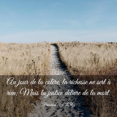 Picture 03 - Proverbes 11:4 LSG - Au jour de la colère, la richesse ne sert à - Bible Verse Picture