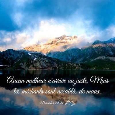 Picture 03 - Proverbes 12:21 LSG - Aucun malheur n'arrive au juste, Mais les - Bible Verse Picture