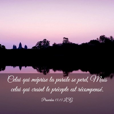 Picture 03 - Proverbes 13:13 LSG - Celui qui méprise la parole se perd, Mais celui - Bible Verse Picture