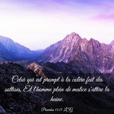 Picture 03 - Proverbes 14:17 LSG - Celui qui est prompt à la colère fait des - Bible Verse Picture
