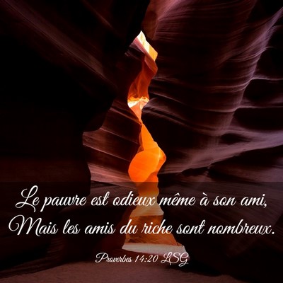 Picture 03 - Proverbes 14:20 LSG - Le pauvre est odieux même à son ami, Mais les - Bible Verse Picture