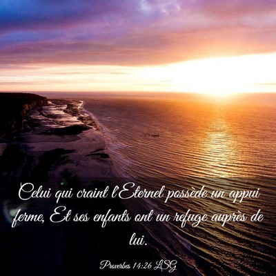 Picture 03 - Proverbes 14:26 LSG - Celui qui craint l'Eternel possède un appui - Bible Verse Picture