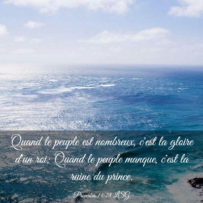 Picture 03 - Proverbes 14:28 LSG - Quand le peuple est nombreux, c'est la gloire - Bible Verse Picture