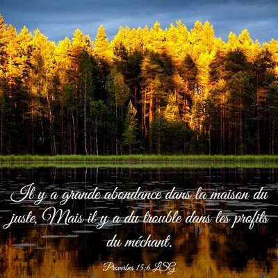 Picture 03 - Proverbes 15:6 LSG - Il y a grande abondance dans la maison du juste, - Bible Verse Picture