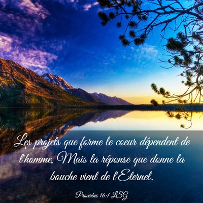 Picture 03 - Proverbes 16:1 LSG - Les projets que forme le coeur dépendent de - Bible Verse Picture