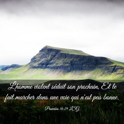 Picture 03 - Proverbes 16:29 LSG - L'homme violent séduit son prochain, Et le fait - Bible Verse Picture
