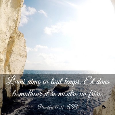 Picture 03 - Proverbes 17:17 LSG - L'ami aime en tout temps, Et dans le malheur il - Bible Verse Picture