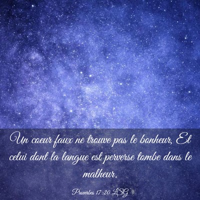 Picture 03 - Proverbes 17:20 LSG - Un coeur faux ne trouve pas le bonheur, Et celui - Bible Verse Picture