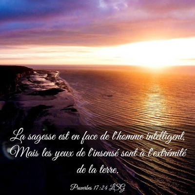 Picture 03 - Proverbes 17:24 LSG - La sagesse est en face de l'homme intelligent, - Bible Verse Picture