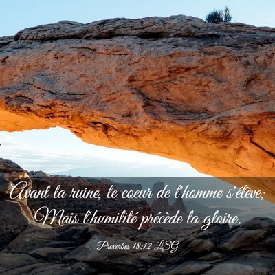Picture 03 - Proverbes 18:12 LSG - Avant la ruine, le coeur de l'homme s'élève; - Bible Verse Picture