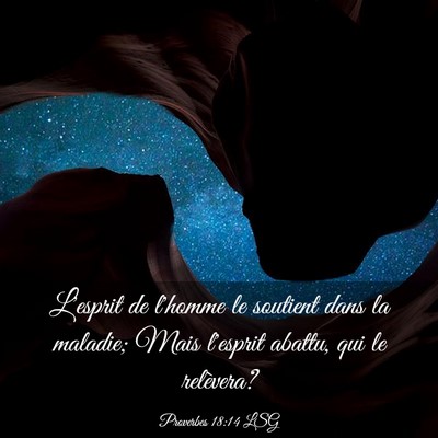 Picture 03 - Proverbes 18:14 LSG - L'esprit de l'homme le soutient dans la maladie; - Bible Verse Picture