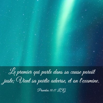 Picture 03 - Proverbes 18:17 LSG - Le premier qui parle dans sa cause paraît juste; - Bible Verse Picture