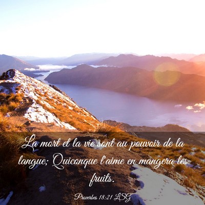 Picture 03 - Proverbes 18:21 LSG - La mort et la vie sont au pouvoir de la langue; - Bible Verse Picture